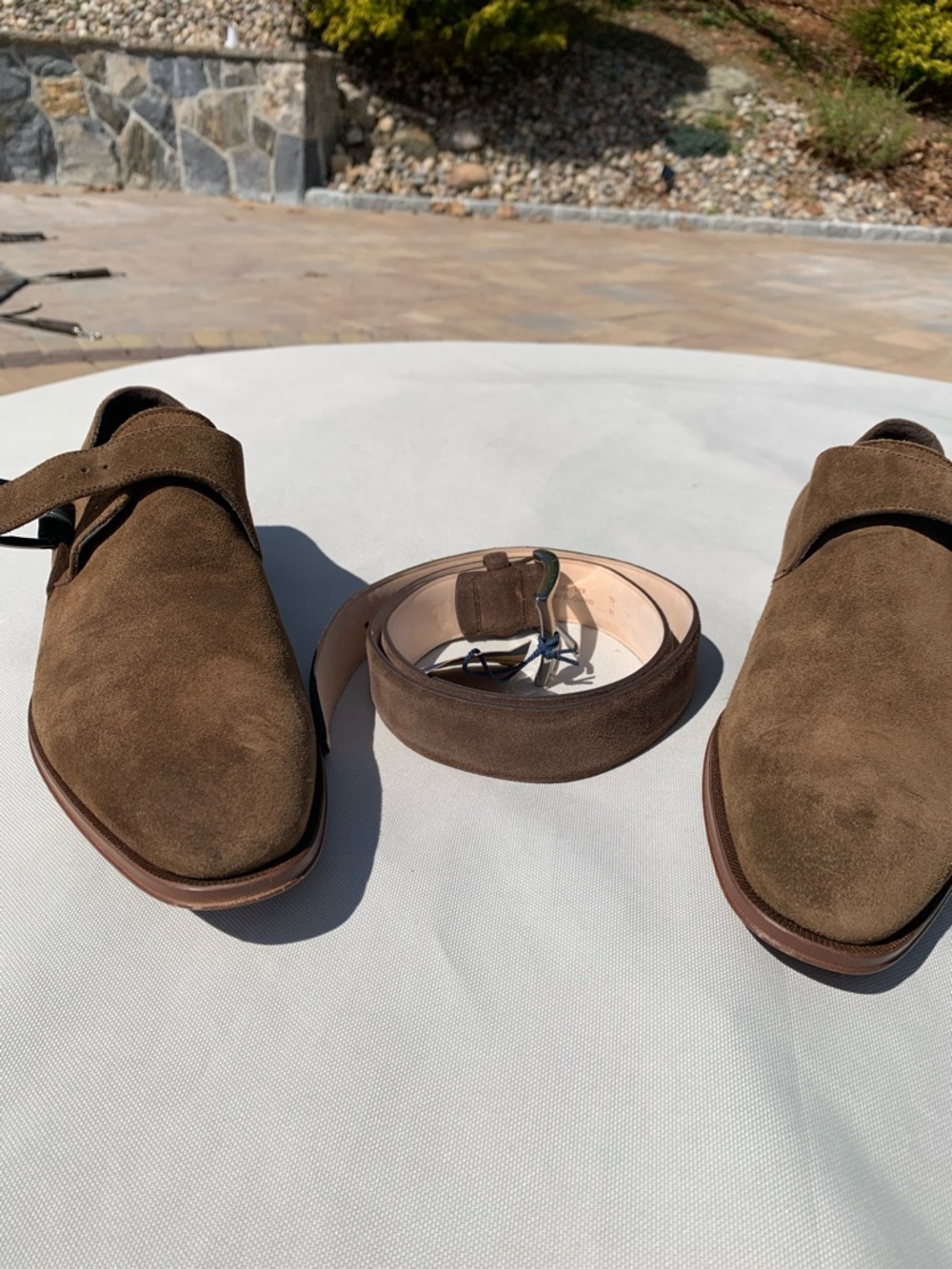 To-Boot New York Adam Derrick Brown Suede Monk Strap Shoes for Men